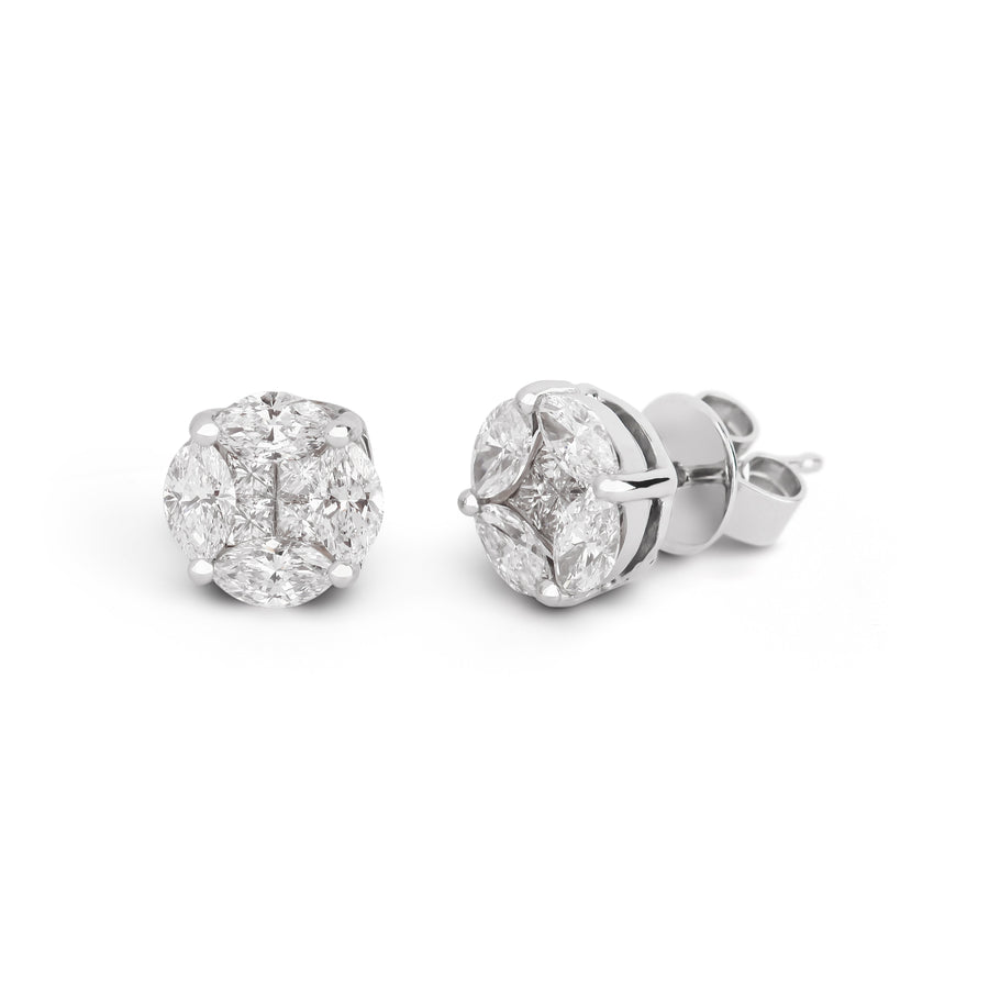 Small Diamond Illusion Stud Earrings