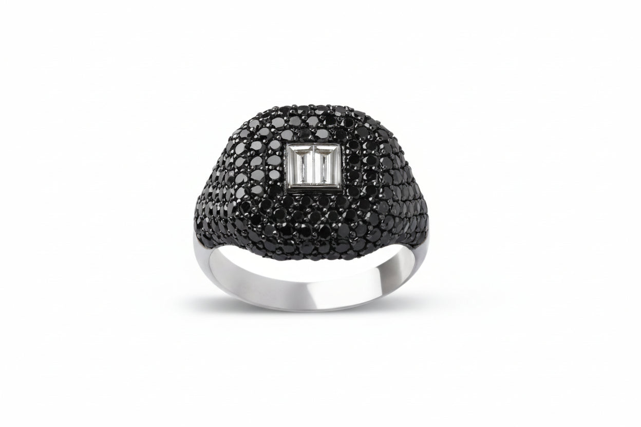 Black Diamonds with Baguette Diamond Center Ring | Jewel Online Shopping | Buy Rings Online