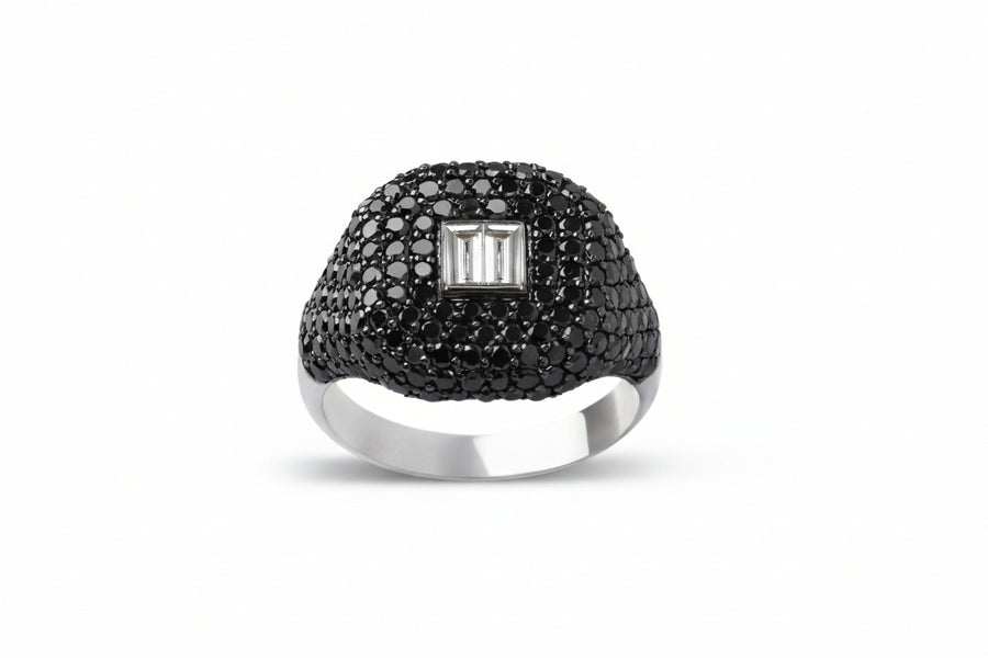 Black Diamond & Diamond Signet Ring
