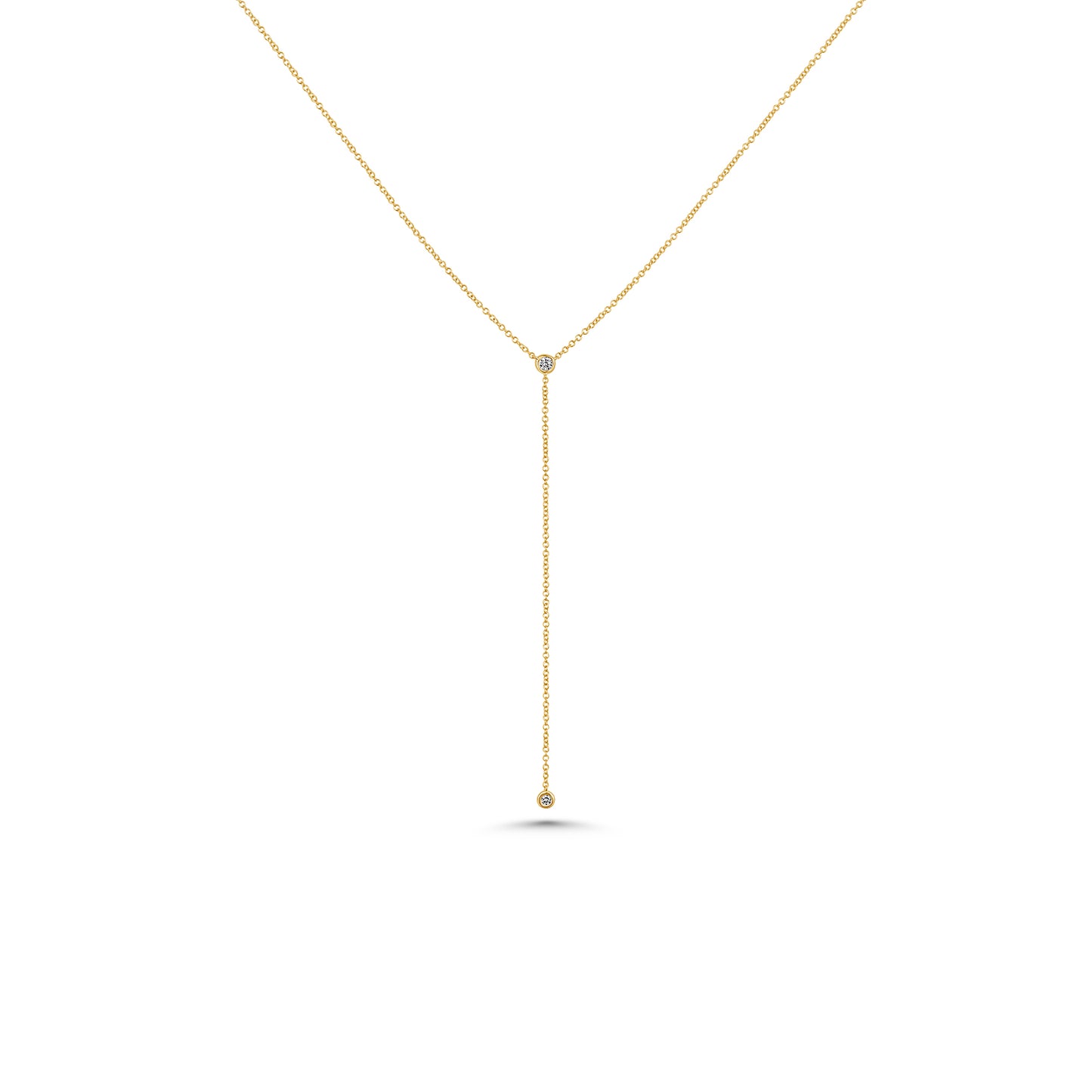 Bezel Diamond Lariat Necklace