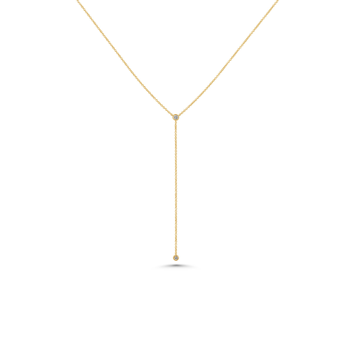 Bezel Diamond Lariat Necklace