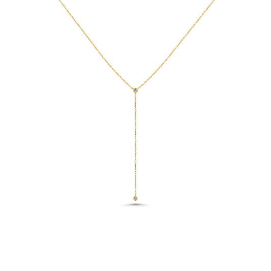 Bezel Diamond Lariat Necklace