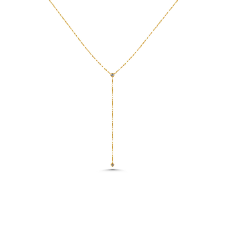 Bezel Diamond Lariat Necklace
