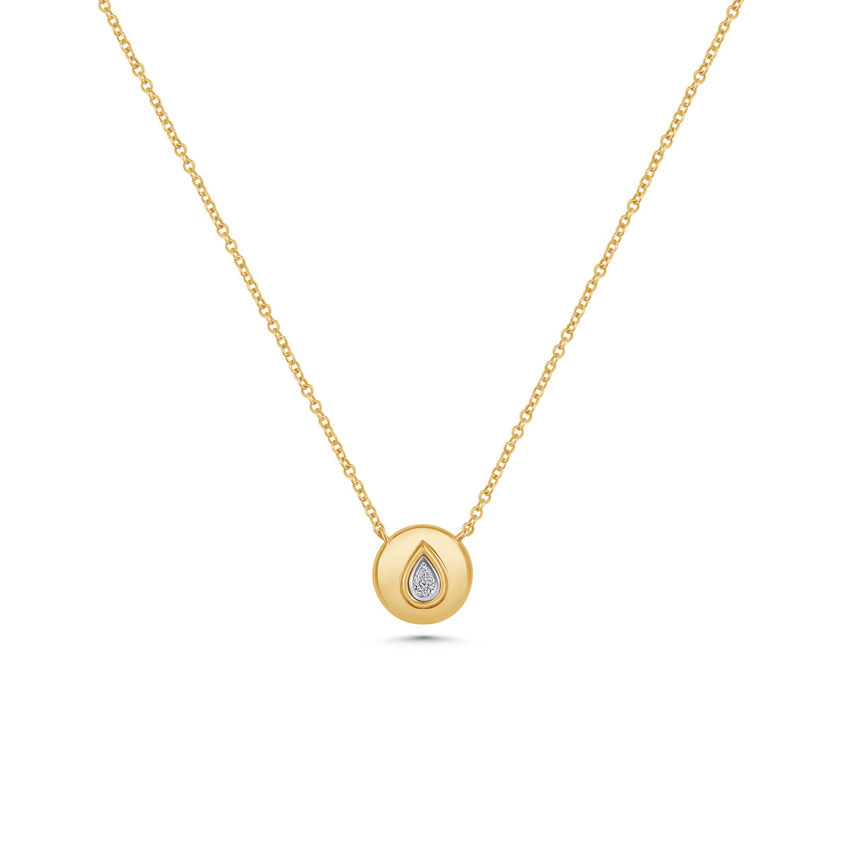 Bezel Pear Pendant Necklace