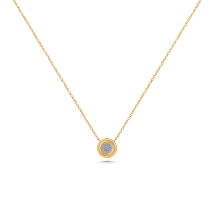 Bezel Round Pave Pendant Necklace