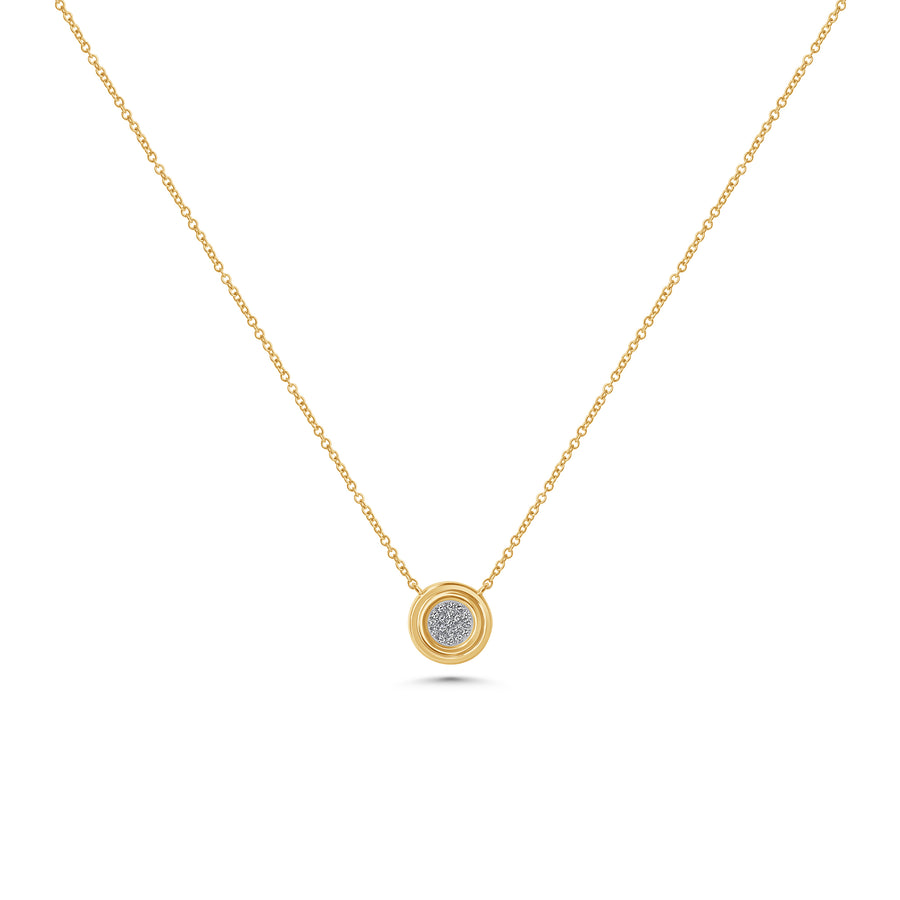 Bezel Round Pave Pendant Necklace