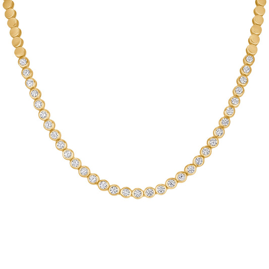 Brilliant Round Bezeled Tennis Necklace