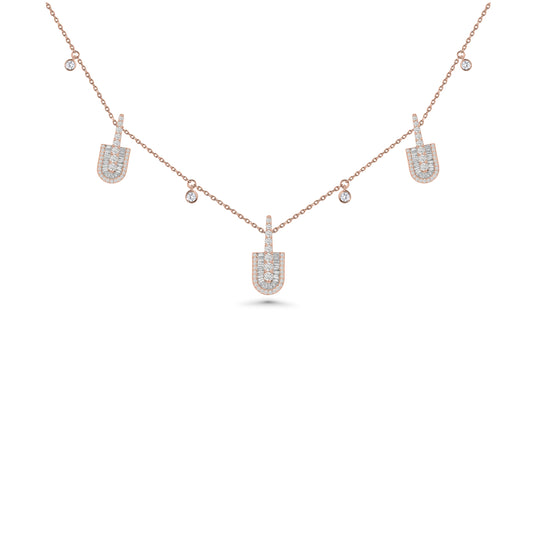 U Trio Baguette Necklace With Charms
