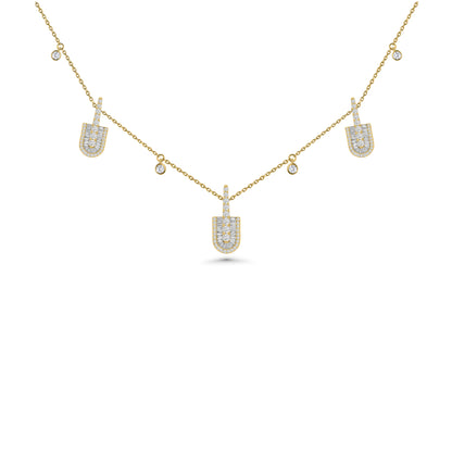 U Trio Baguette Necklace With Charms