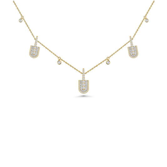 U Trio Baguette Necklace With Charms