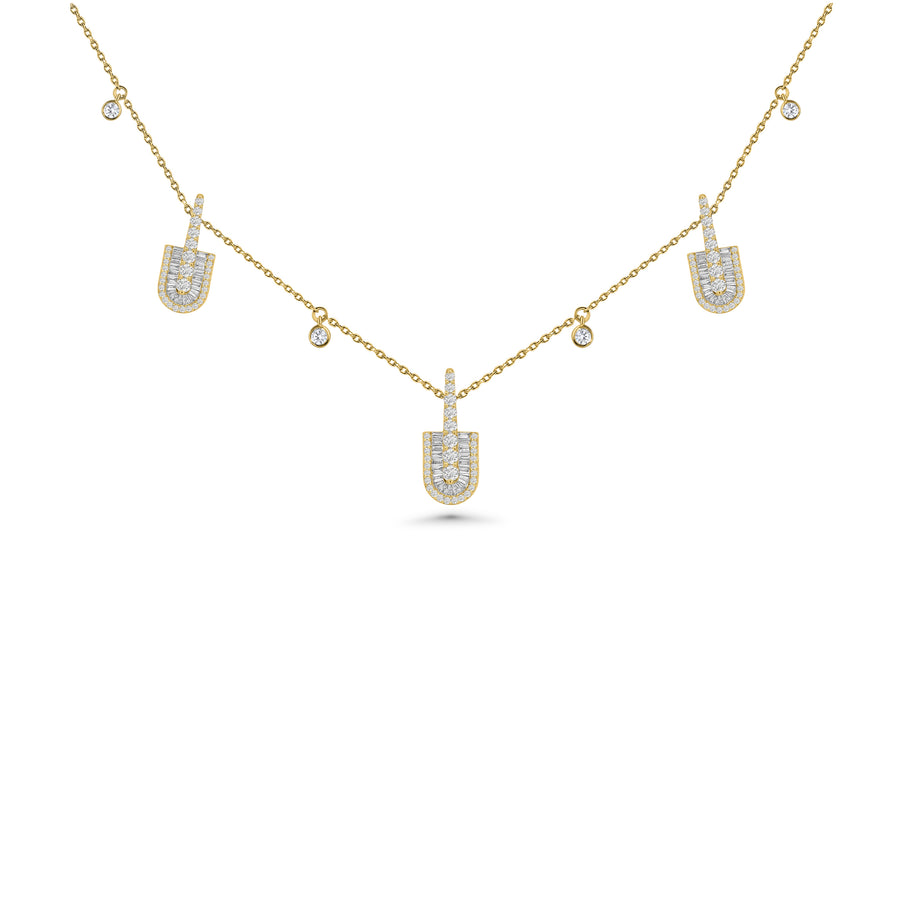 U Trio Baguette Necklace With Charms