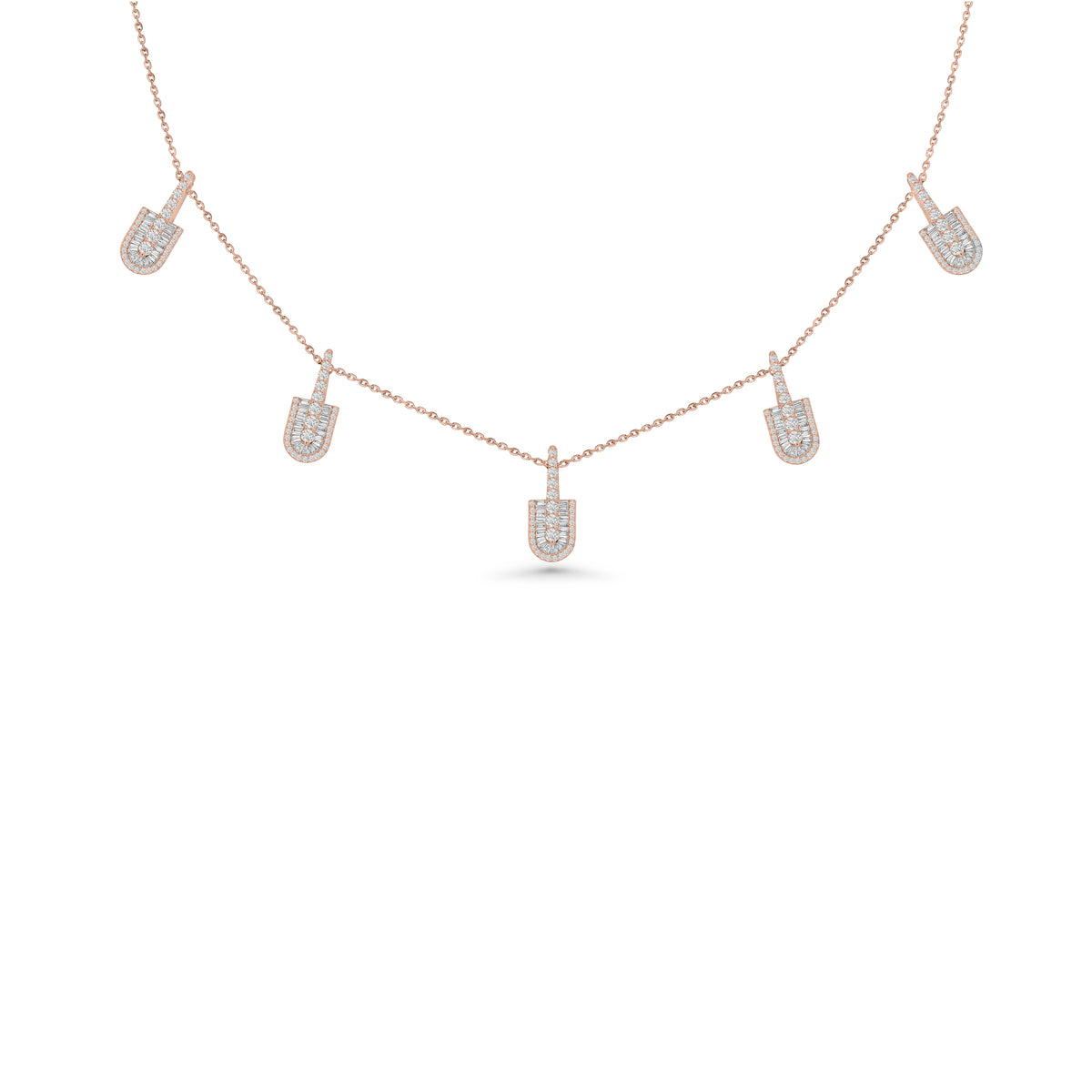 U Stacked Baguette Necklace