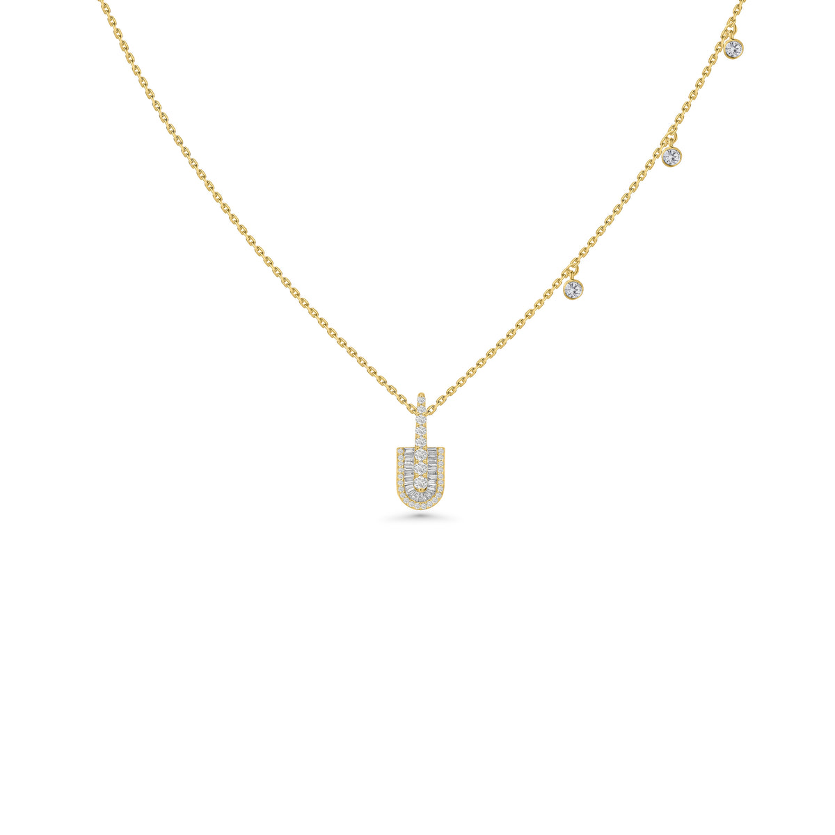 U Solo Baguette Necklace With Charms