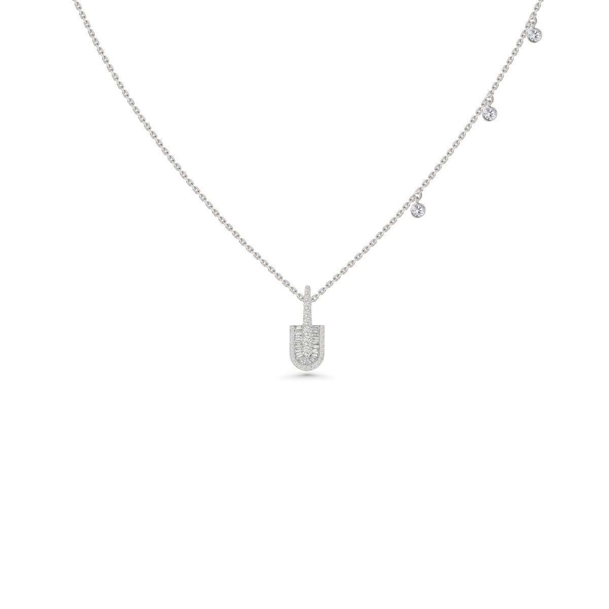 U Solo Baguette Necklace With Charms