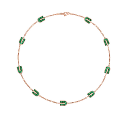 Necklace with green U-shaped malachite