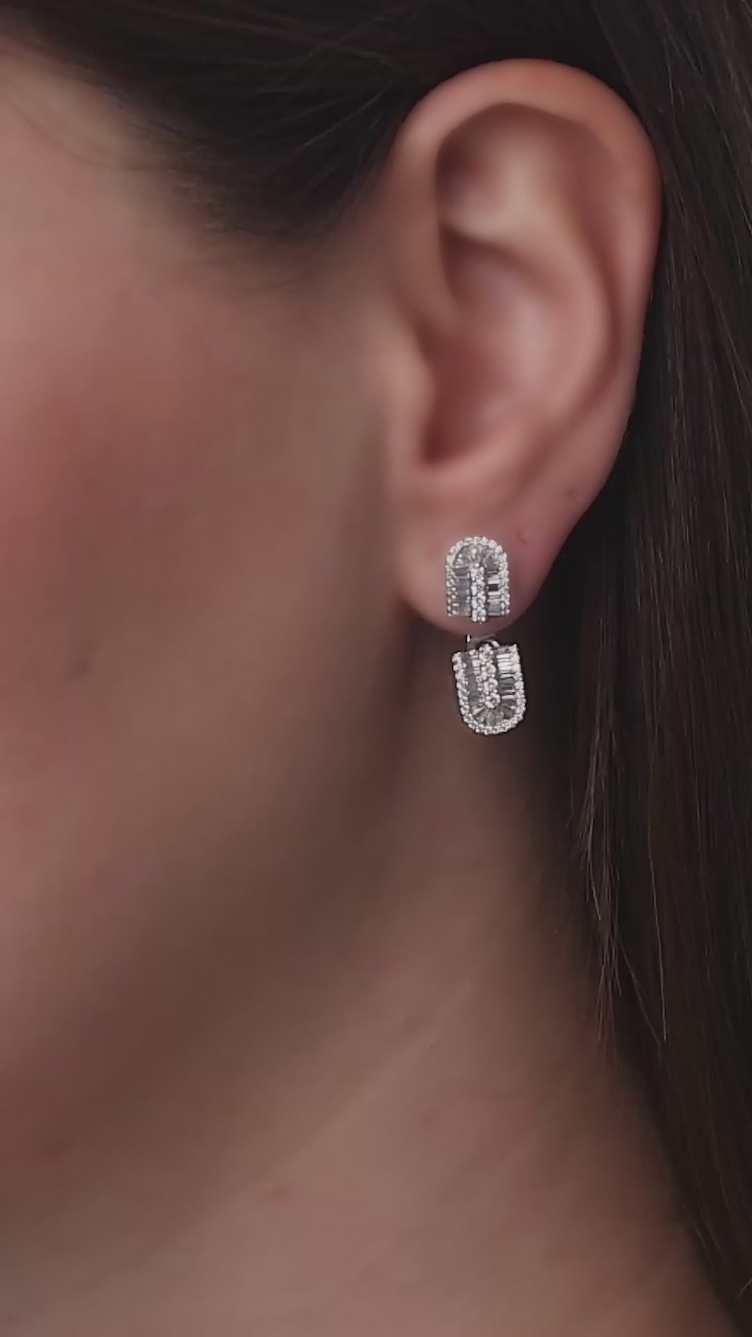U Floating Baguette Studs Earrings