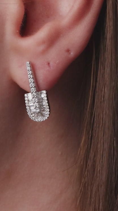 U Baguette Drop Earrings