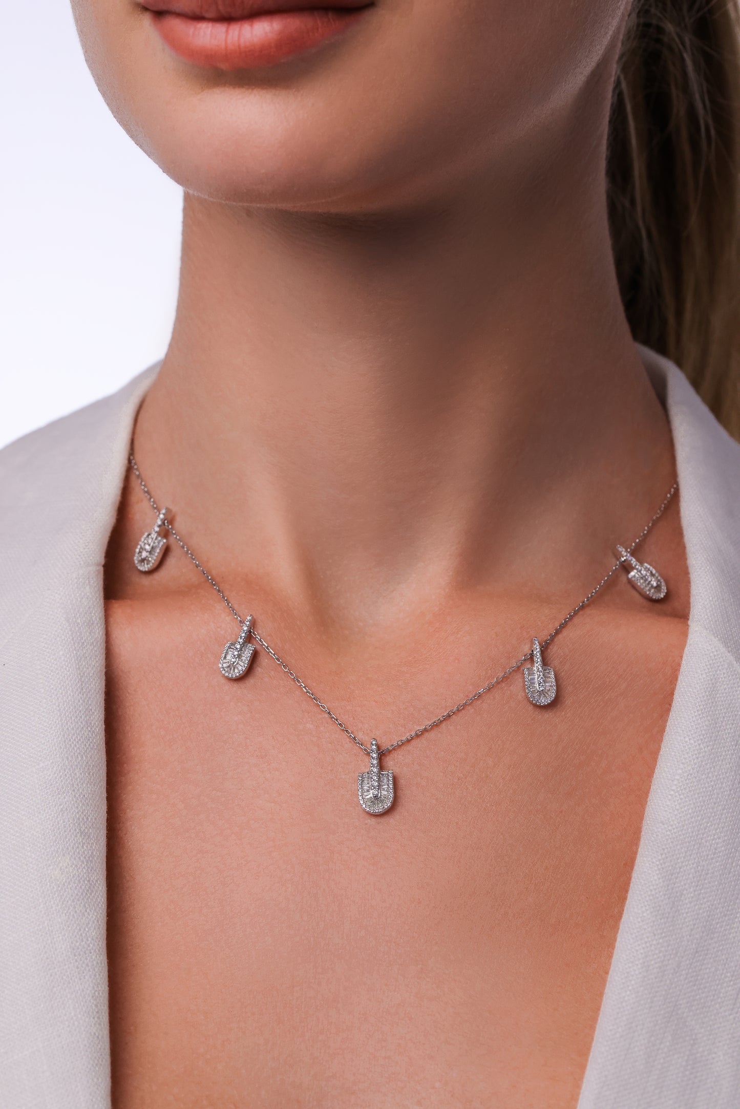 U Stacked Baguette Necklace